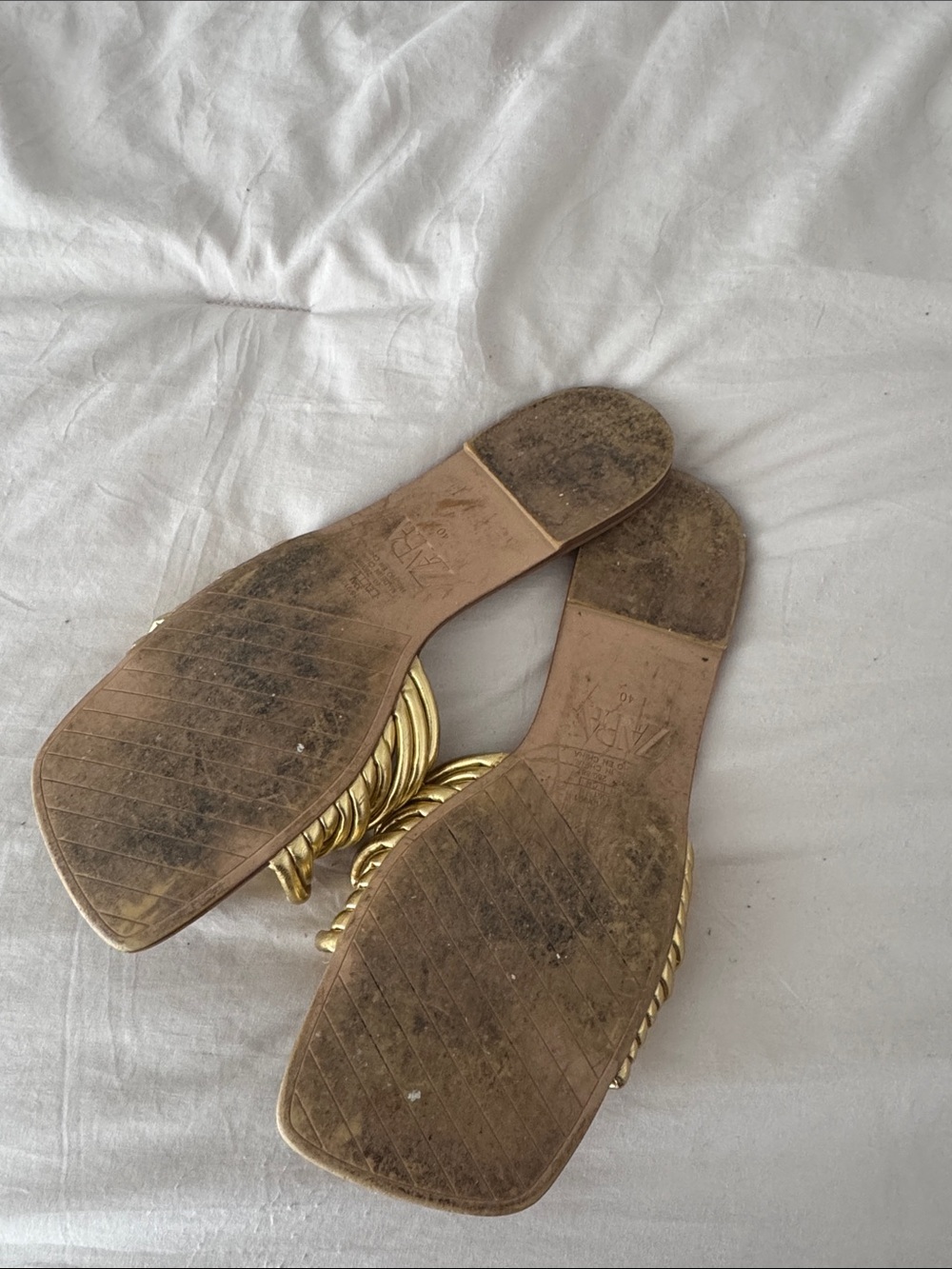 Zara Metallic Gold Braided Slide Sandals - Picture 3 of 3